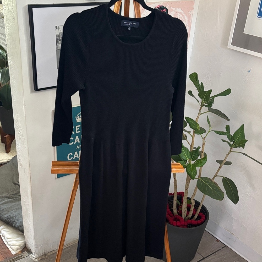 Jones New York Black Long Sleeve Dress Sz Large